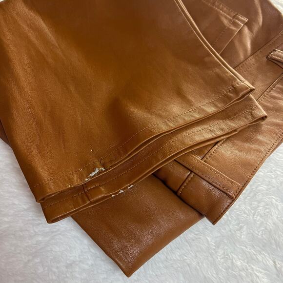 INC International Concepts Pants Womens Size 8 Brown Faux Leather Zip Button - Picture 8 of 8